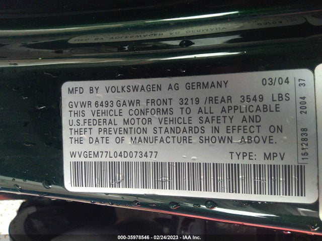 Volkswagen Touareg 2004 WVGEM77L04D073477 Image 10