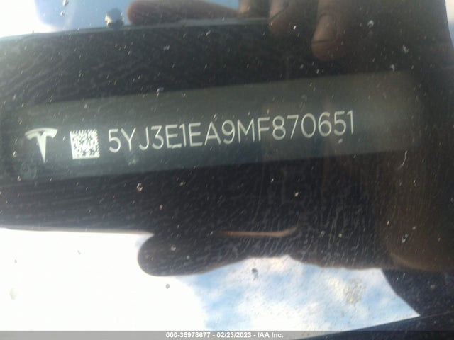 Tesla Model 3 Standard Range Plus 2021 5YJ3E1EA9MF870651 Image 9