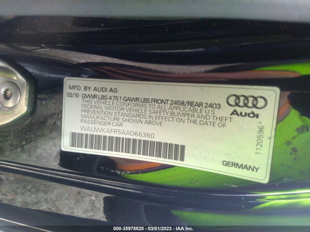 2010 AUDI A5 3.2L PRESTIGE VIN: WAUWKAFR5AA066360