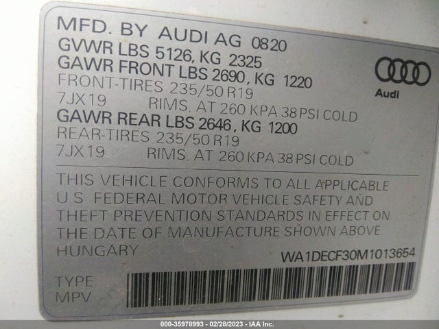 WA1DECF30M1013654 Audi Q3 S Line Premium
