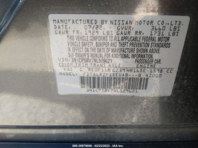 3N1CP5BV7NL529621 Nissan KICKS S