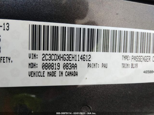 2C3CDXHG3EH114612 Dodge Charger Sxt Plus