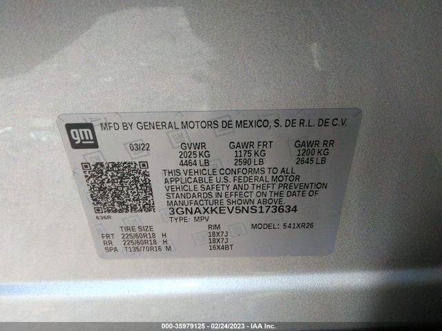 Chevrolet EQUINOX LT 2022 3GNAXKEV5NS173634 Image 9