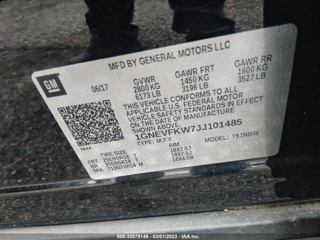 Chevrolet Traverse Ls 2018 1GNEVFKW7JJ101485 Image 10