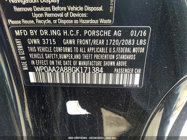 2016 Porsche Cayman, VIN: WP0AA2A88GK171384