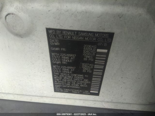 KNMAT2MT9FP589982 Nissan ROGUE S