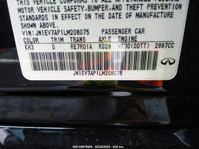 JN1EV7AP1LM208075 Infiniti Q50 3.0t Luxe