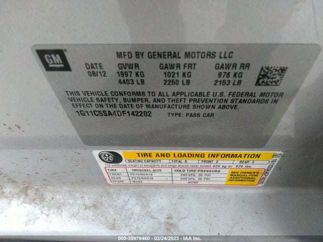 Chevrolet MALIBU LT 2013 1G11C5SA4DF142202 Image 10