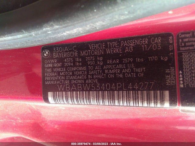 WBABW53404PL44277 BMW 3 Series 330ci