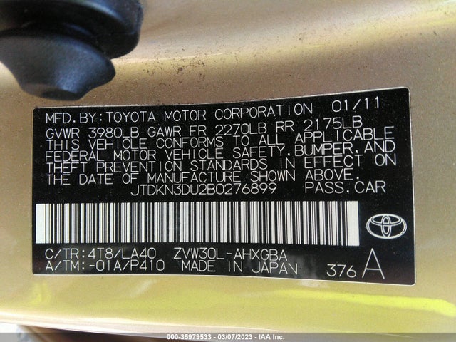 Toyota Prius 2011 JTDKN3DU2B0276899 Image 9