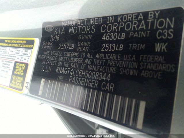 KNAGT4LC6H5008344 KIA Optima Hybrid Base