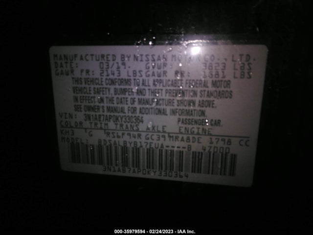 Nissan SENTRA S 2019 3N1AB7AP0KY330364 Image 9