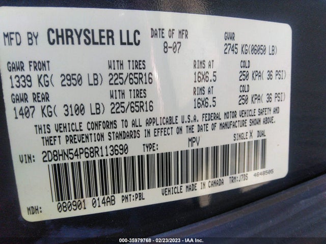 Dodge Grand Caravan Sxt 2008 2D8HN54P68R113690 Image 10