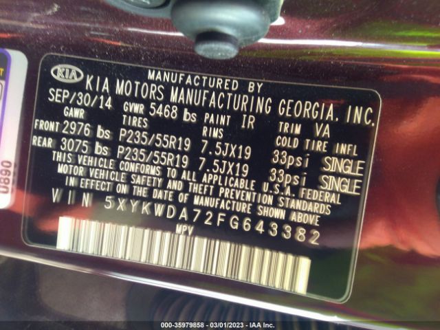 5XYKWDA72FG643382 KIA SORENTO SX