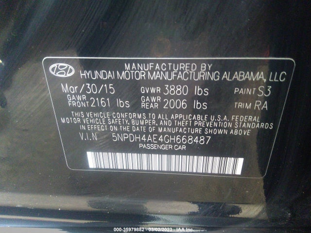 Hyundai ELANTRA SE 2016 5NPDH4AE4GH668487 Image 11