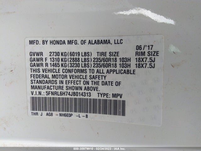 Honda Odyssey Ex-l 2018 5FNRL6H74JB014313 Image 9