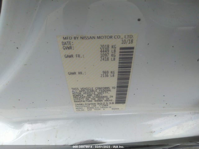 Nissan Altima 2.5 Sr 2019 1N4BL4CW4KN302538 Image 10