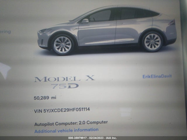 Tesla Model X 90d/75d/100d 2017 5YJXCDE29HF051114 Image 8