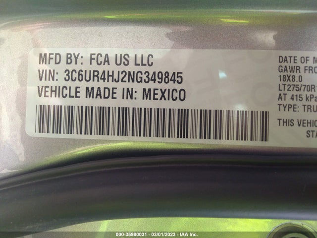3C6UR4HJ2NG349845 RAM 2500 Tradesman