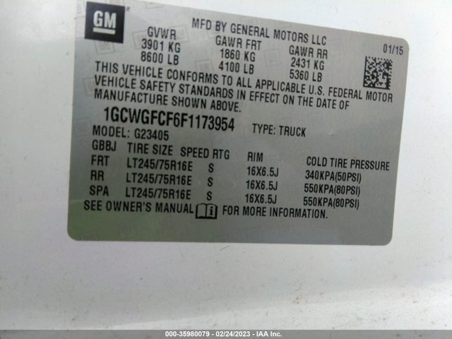 Chevrolet EXPRESS CARGO VAN 2015 1GCWGFCF6F1173954 Image 10