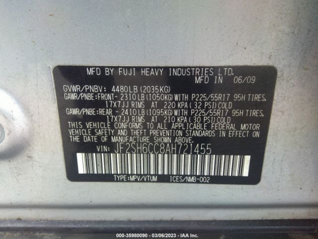JF2SH6CC8AH721455 Subaru Forester 2.5x Premium