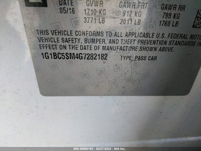 Chevrolet CRUZE LS 2016 1G1BC5SM4G7282182 Image 11