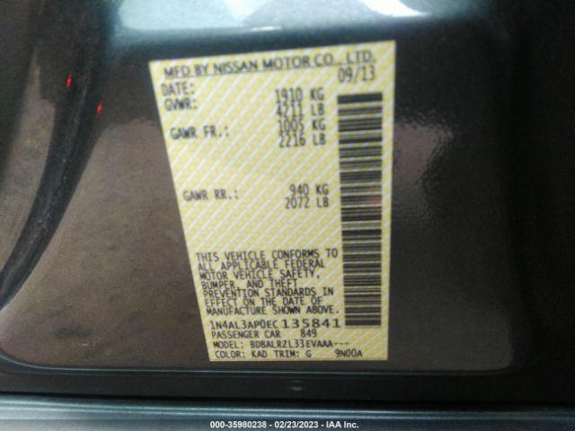 1N4AL3AP0EC135841 Nissan Altima 2.5 S