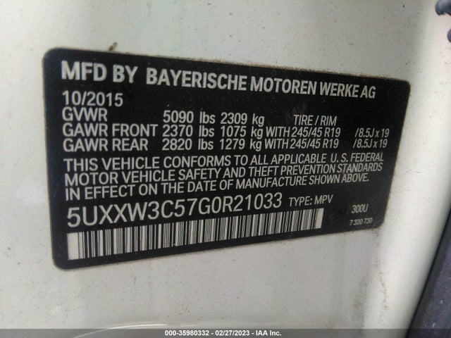 2016 BMW X4, VIN: 5UXXW3C57G0R21033