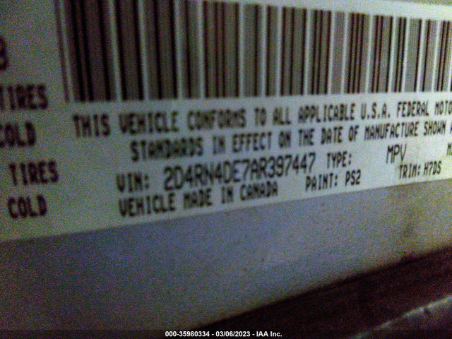 2010 DODGE GRAND CARAVAN SE VIN: 2D4RN4DE7AR397447