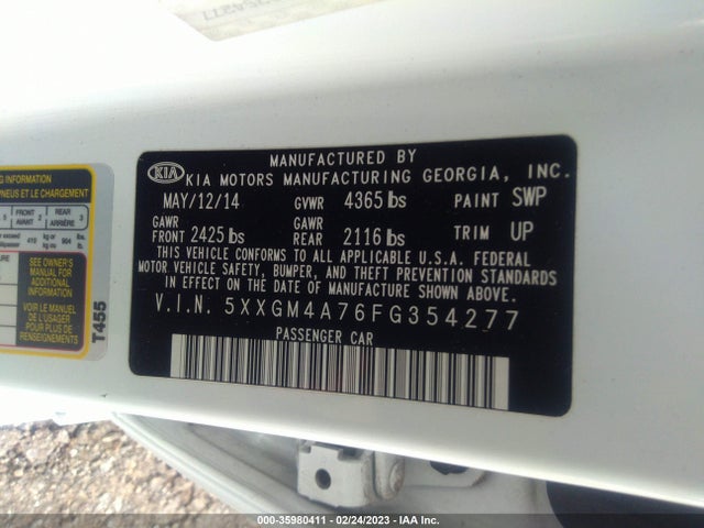 KIA Optima Lx 2015 5XXGM4A76FG354277 Image 10