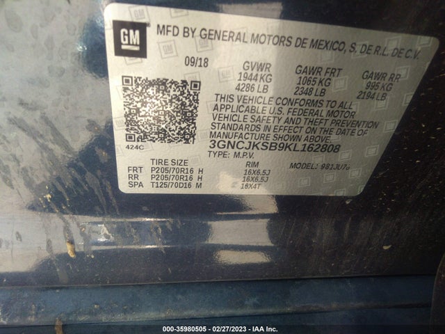 Chevrolet TRAX LS 2019 3GNCJKSB9KL162808 Image 10