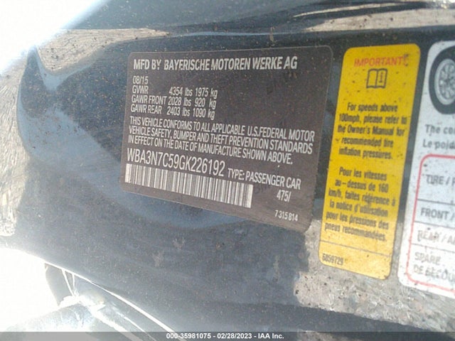 WBA3N7C59GK226192 BMW 4 Series 428i