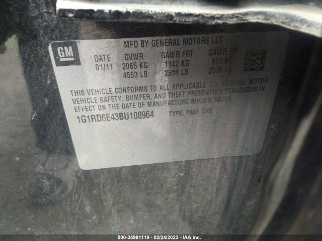 Chevrolet Volt 2011 1G1RD6E43BU100964 Image 9