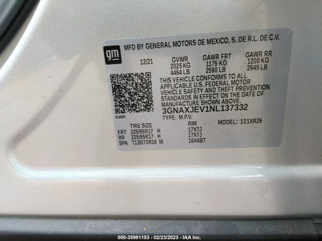 Chevrolet EQUINOX LT 2022 3GNAXJEV1NL137332 Image 9