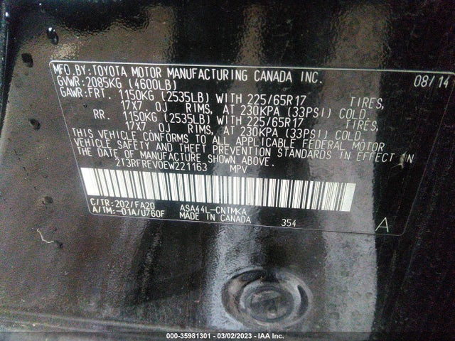 Toyota Rav4 Xle 2014 2T3RFREV0EW221163 Image 11
