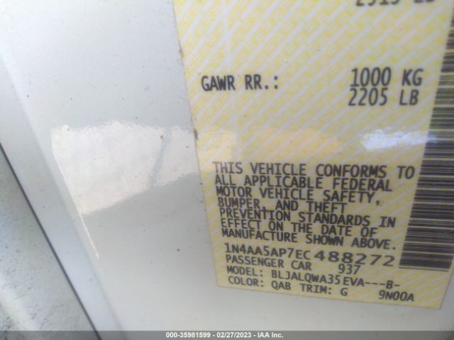 1N4AA5AP7EC488272 Nissan MAXIMA 3.5