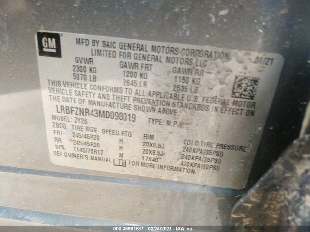 2021 BUICK ENVISION ESSENCE VIN: LRBFZNR43MD098019