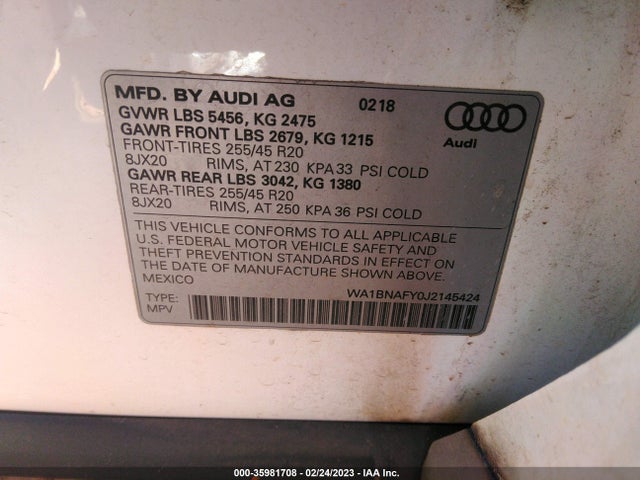 WA1BNAFY0J2145424 Audi Q5 Premium Plus