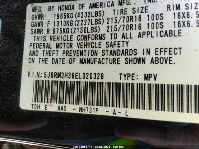 Honda CR-V LX 2014 5J6RM3H36EL020328 Image 9
