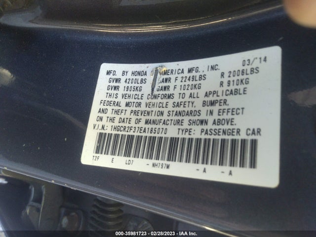 Honda Accord Sedan Lx 2014 1HGCR2F37EA185070 Image 9