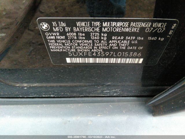 5UXFE43597L015386 BMW X5 3.0SI