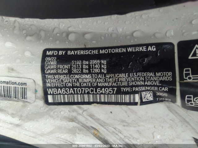 WBA63AT07PCL64957 BMW 4 Series M440i Xdrive