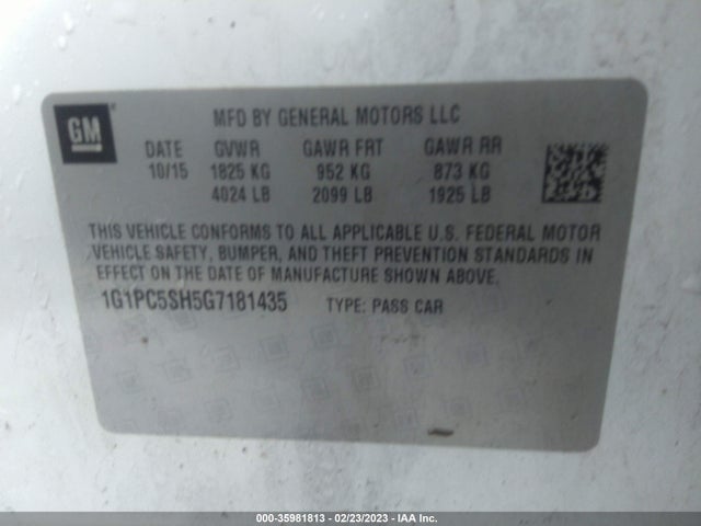 2016 CHEVROLET CRUZE LIMITED LS VIN: 1G1PC5SH5G7181435