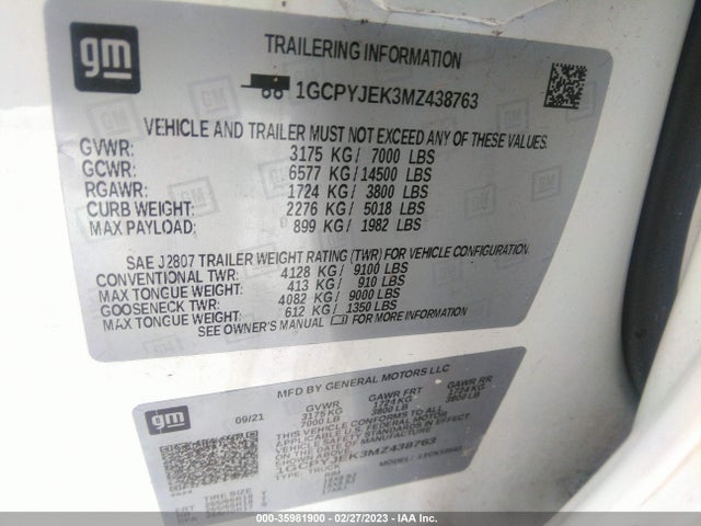 Chevrolet Silverado 1500 Lt 2021 1GCPYJEK3MZ438763 Image 10