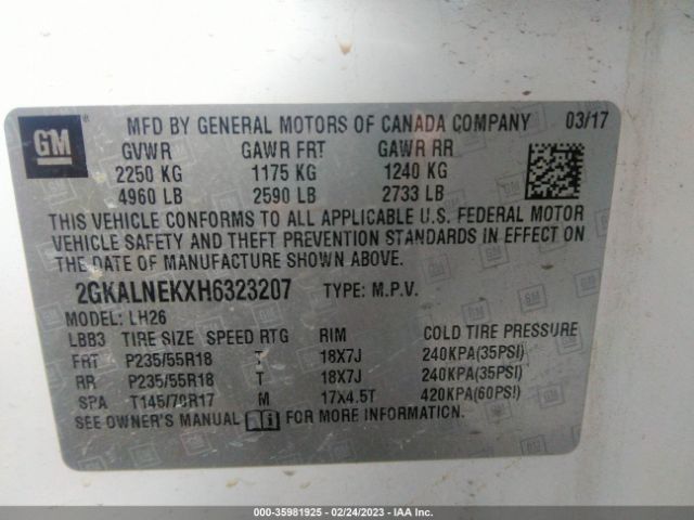 2GKALNEKXH6323207 GMC Terrain Sle