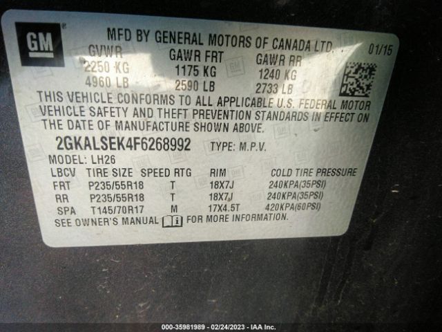 2GKALSEK4F6268992 GMC Terrain Slt