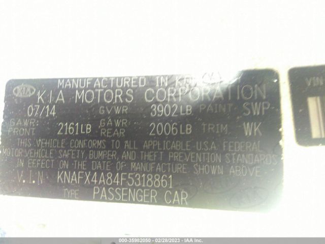 KNAFX4A84F5318861 KIA FORTE EX