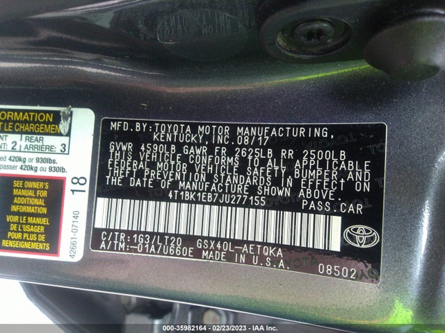 Toyota Avalon Xle/xle Plus 2018 4T1BK1EB7JU277155 Image 9