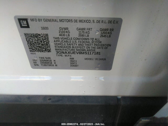 Chevrolet EQUINOX LT 2021 3GNAXUEV8MS117181 Image 9