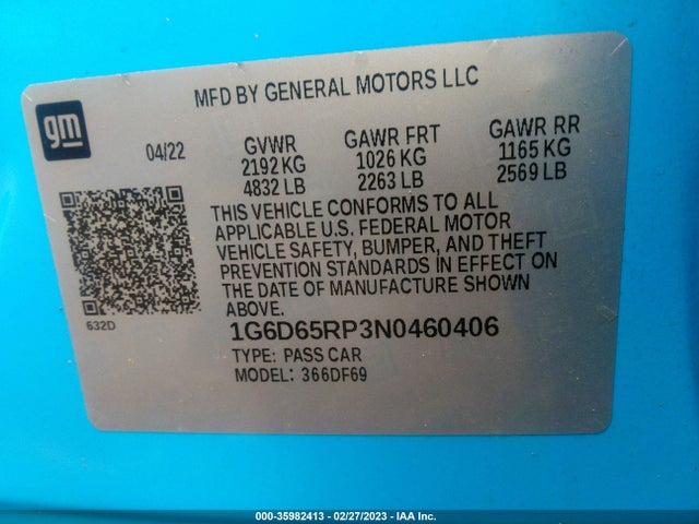 2022 Cadillac CT4, VIN: 1G6D65RP3N0460406
